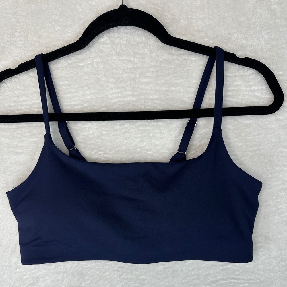 Athleta Scoop Bikini Top D-DD Women M Navy Blue Adjustable Straps